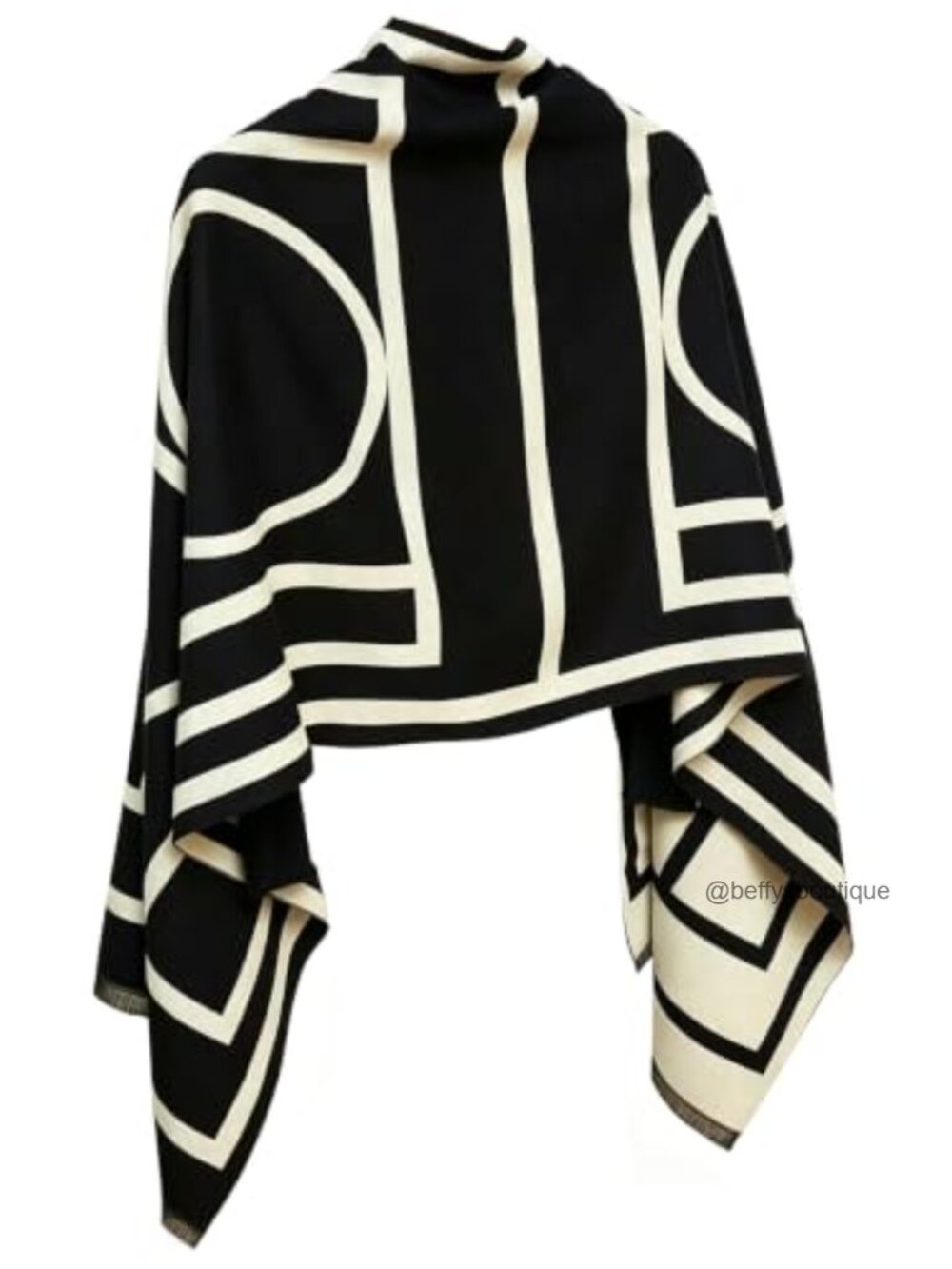 Geometric Print Shawl Wrap Winter Blanket Scarf Polyester Blend